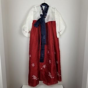 Womans traditional hanbok korean dress